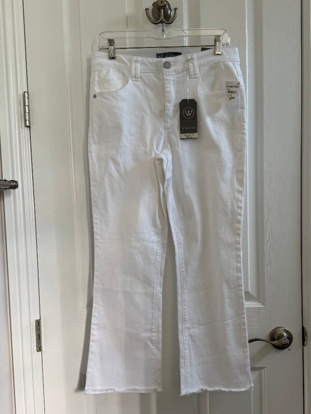 NWT Wit & Wisdom "AB"solution High Rise Womens White Flare Denim Pant size 6